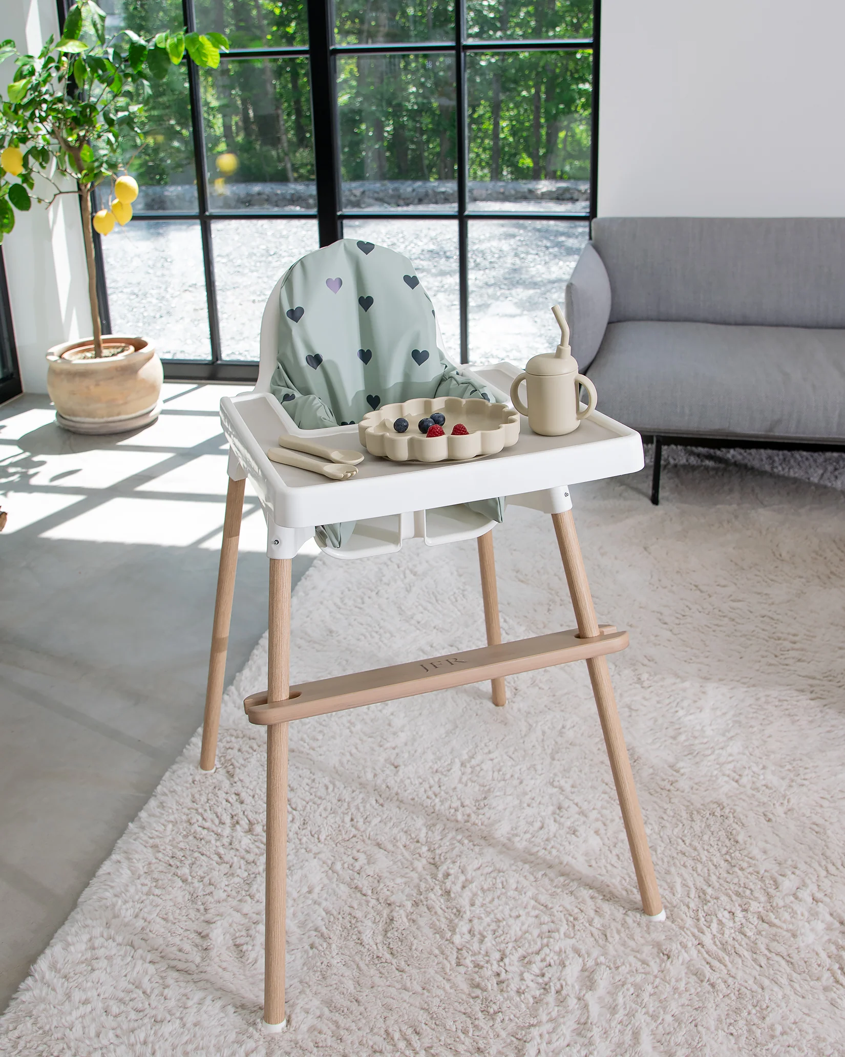 Sittkudde / Stolsdyna - Grönt med hjärtan - IKEA Antilop - Image 2