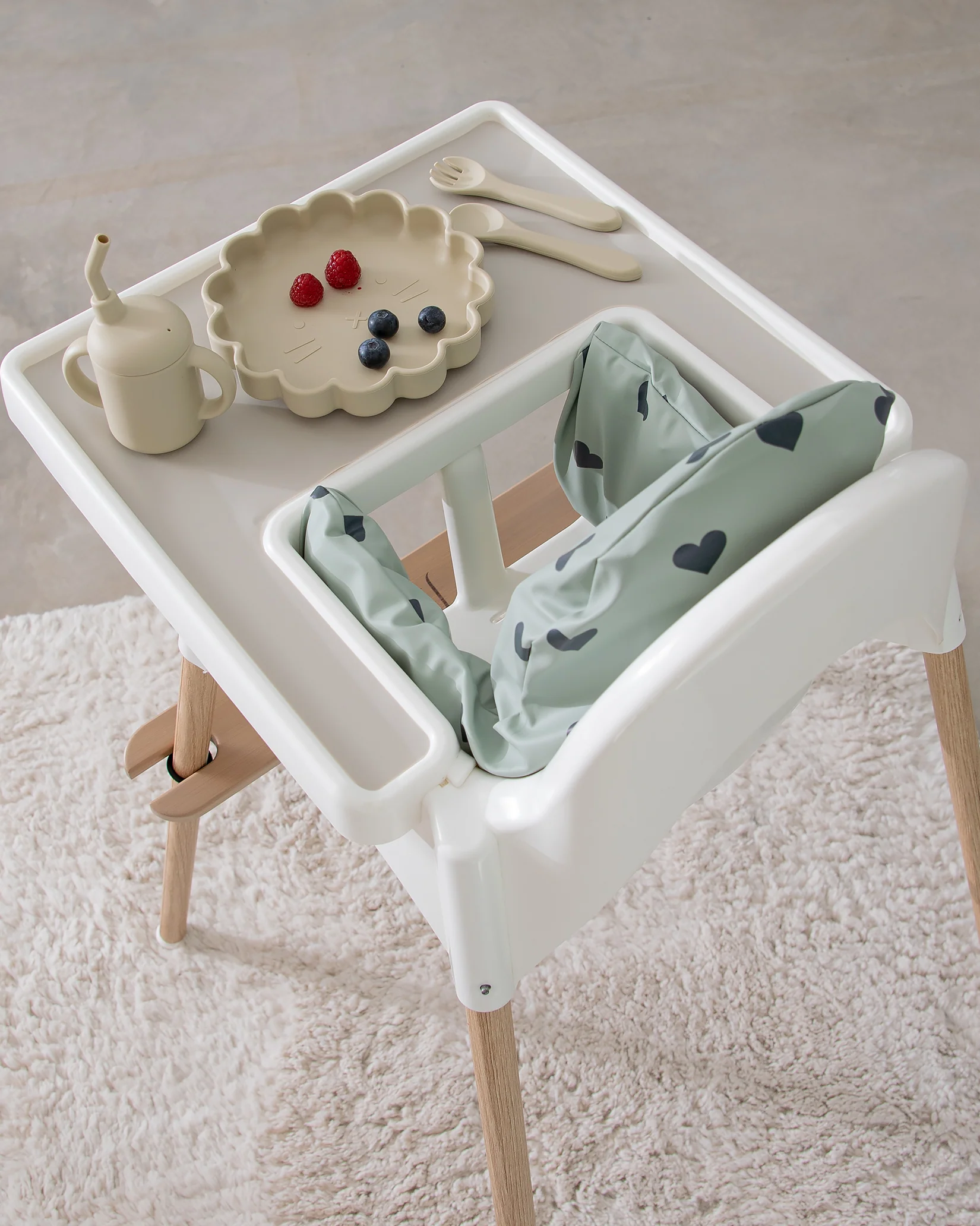 Sittkudde / Stolsdyna - Grönt med hjärtan - IKEA Antilop - Image 3
