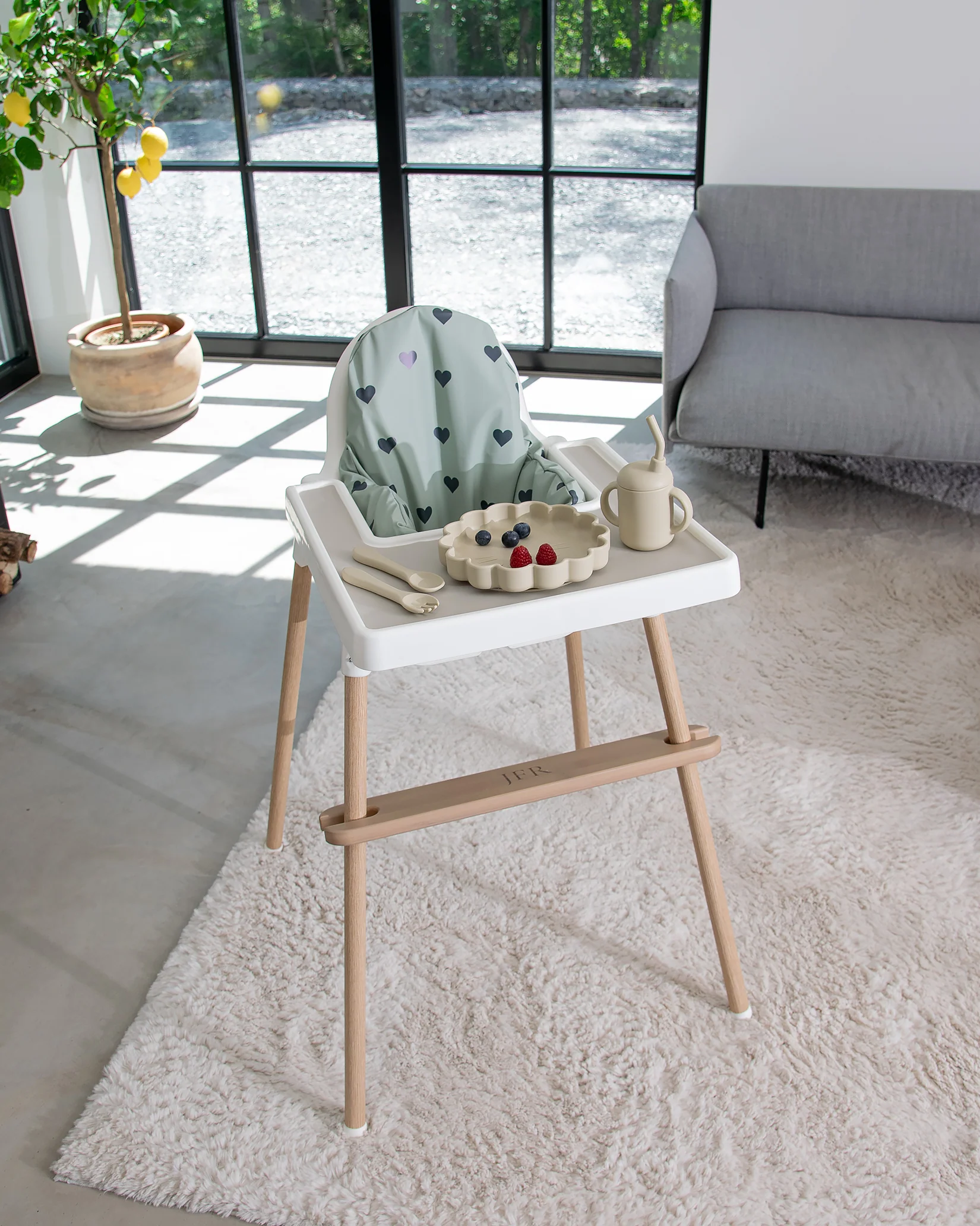 Sittkudde / Stolsdyna - Grönt med hjärtan - IKEA Antilop - Image 5