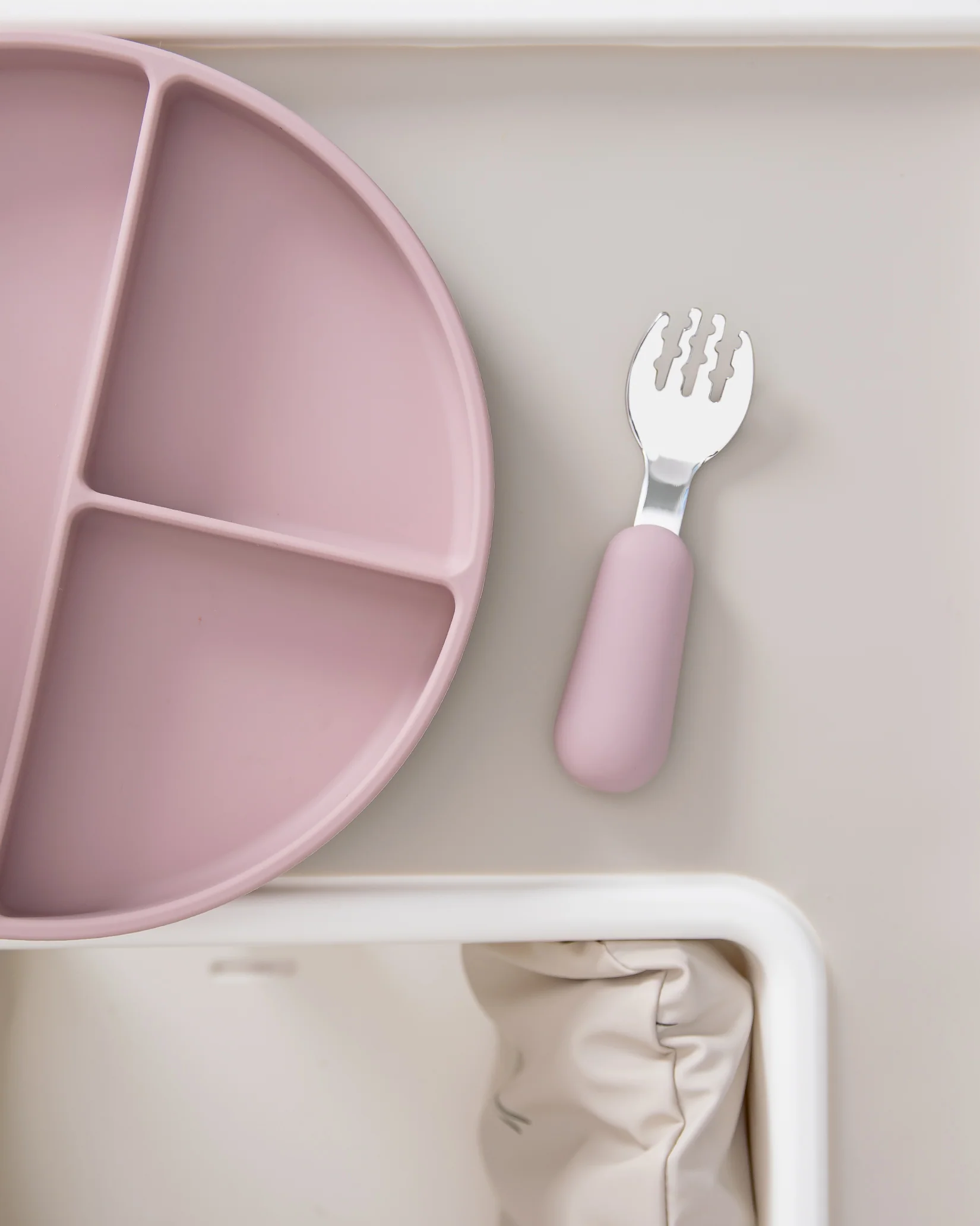 Barngaffel i silikon/stål - Blush Pink - Image 3