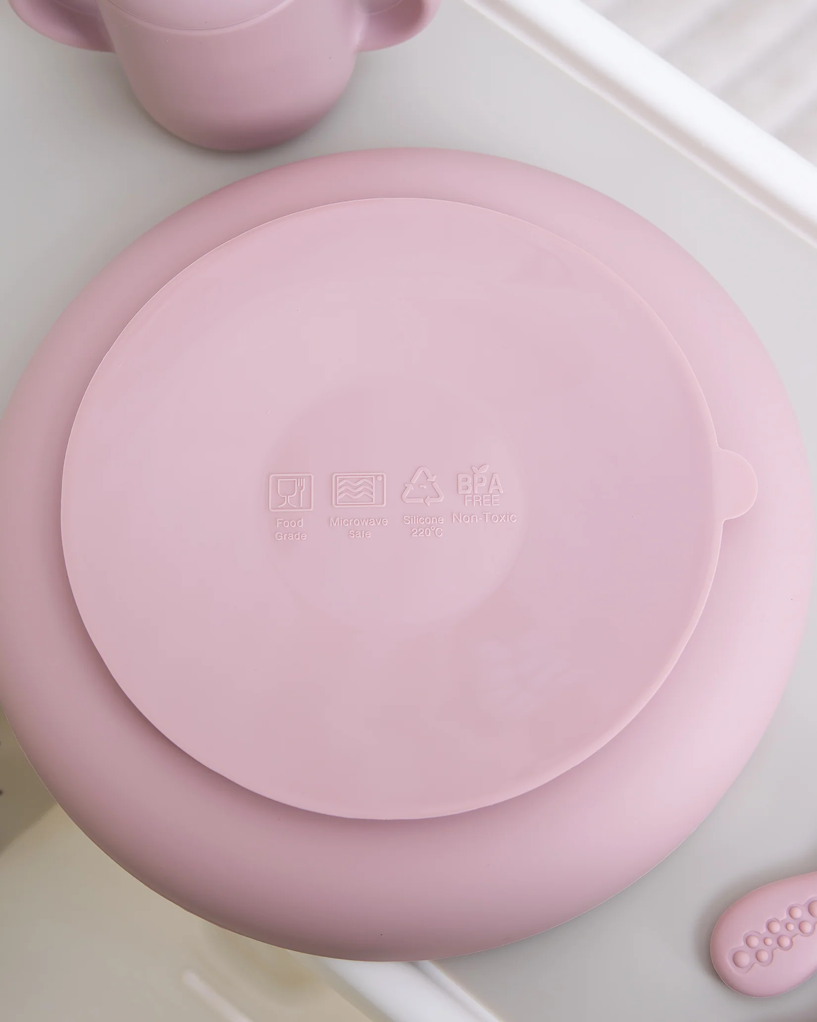 Barntallrik utan uppdelning - Blush Pink - Image 3