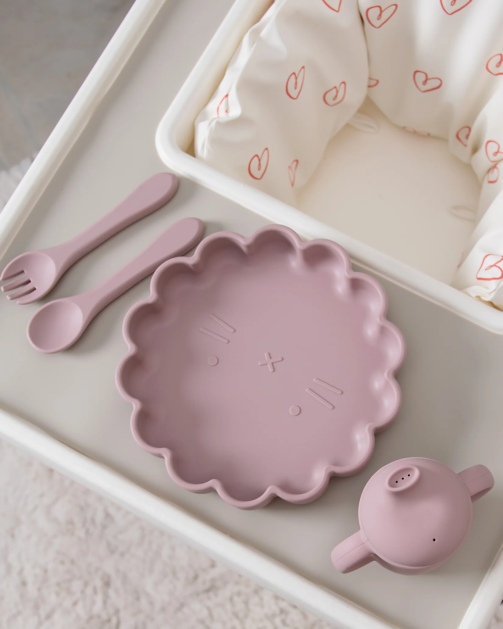 Barngaffel i silikon - Blush Pink - Image 3