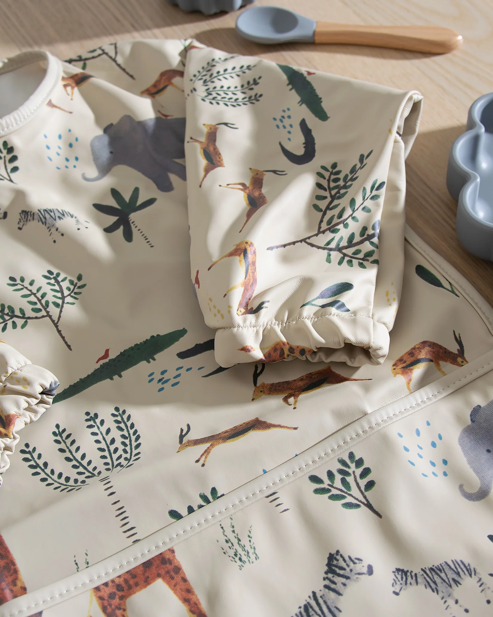 Långärmad Haklapp - Djungeldjur Beige - Image 3