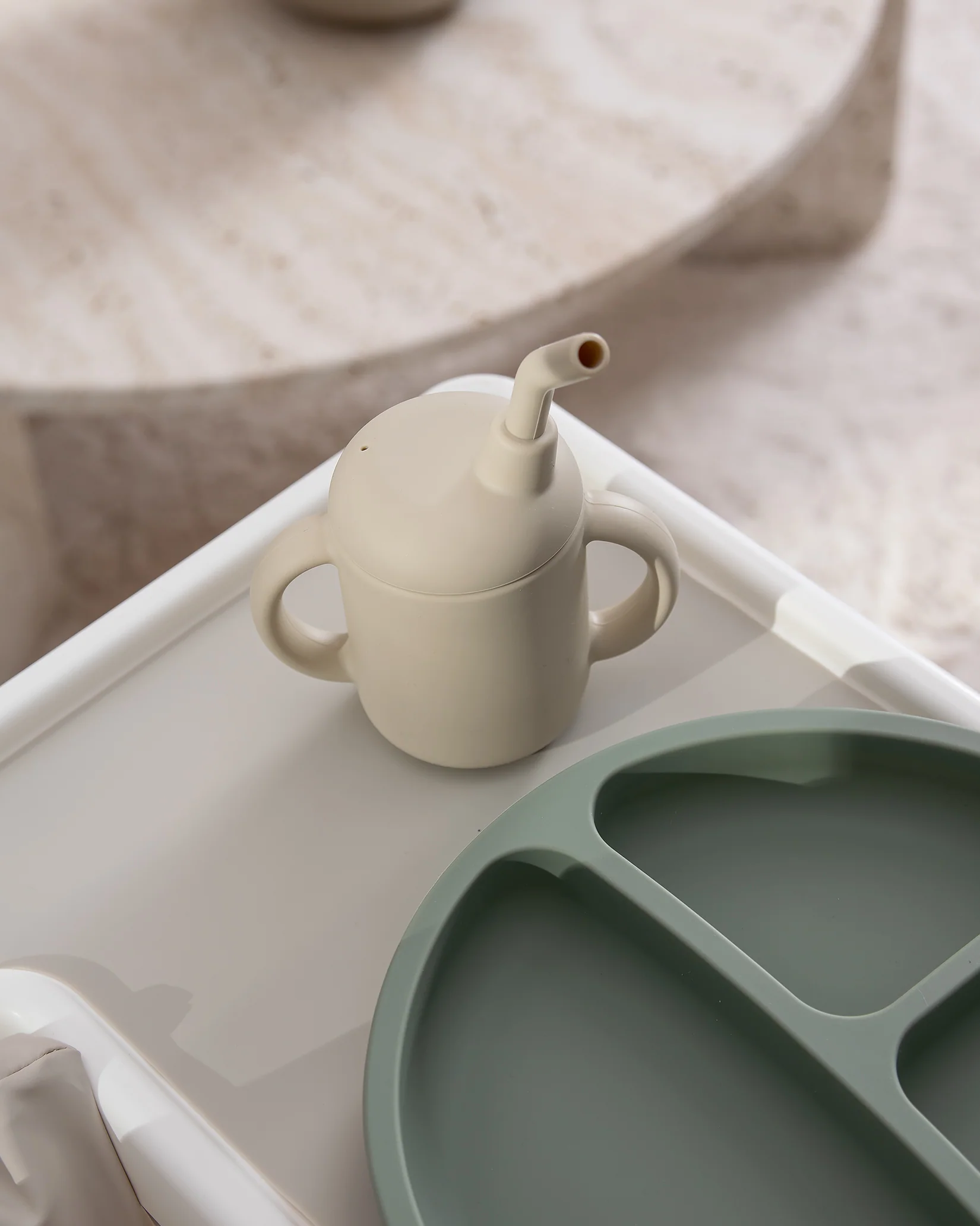Mugg med sugrör & stopp - Beige - Image 4