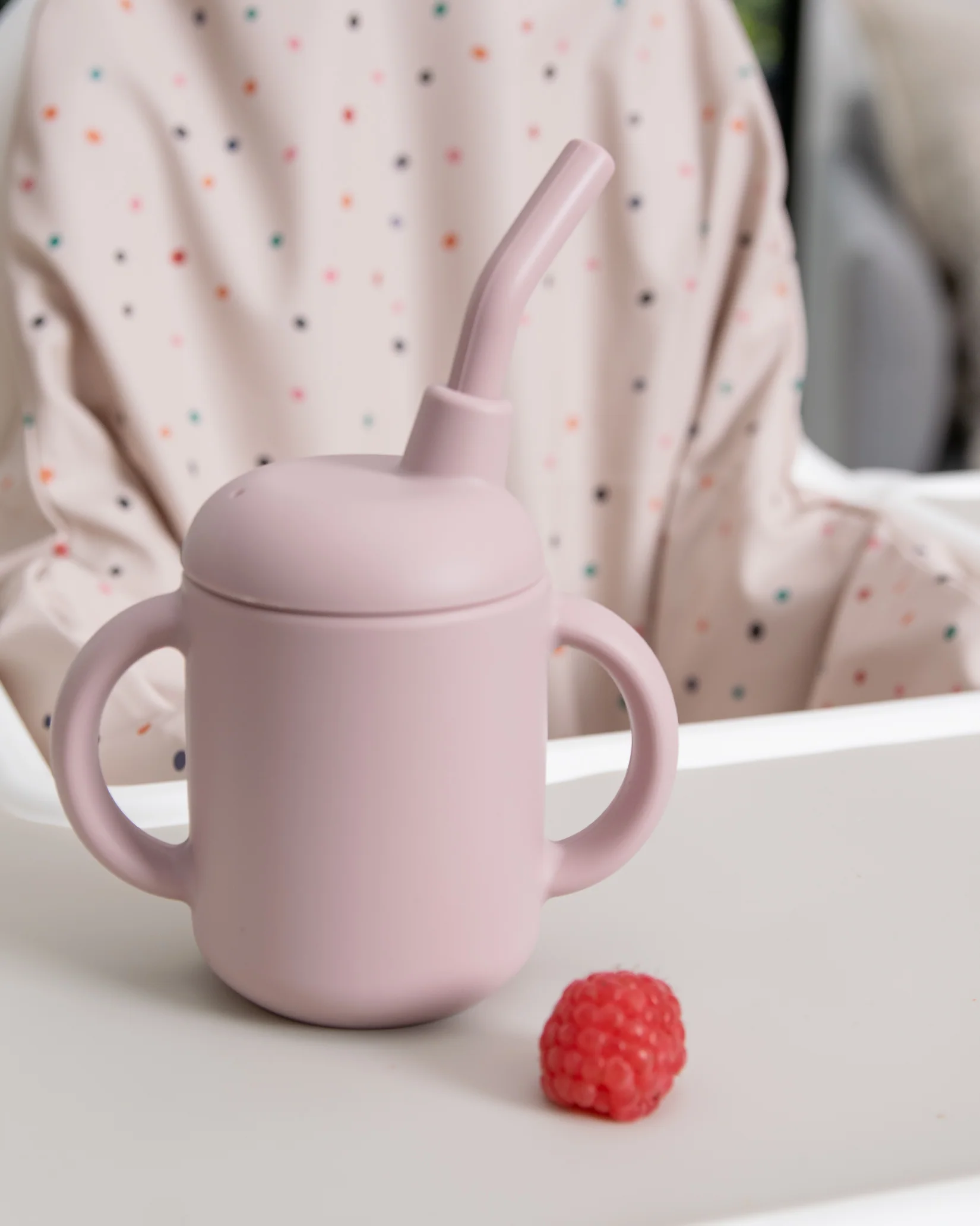 Mugg med sugrör & stopp - Blush Pink