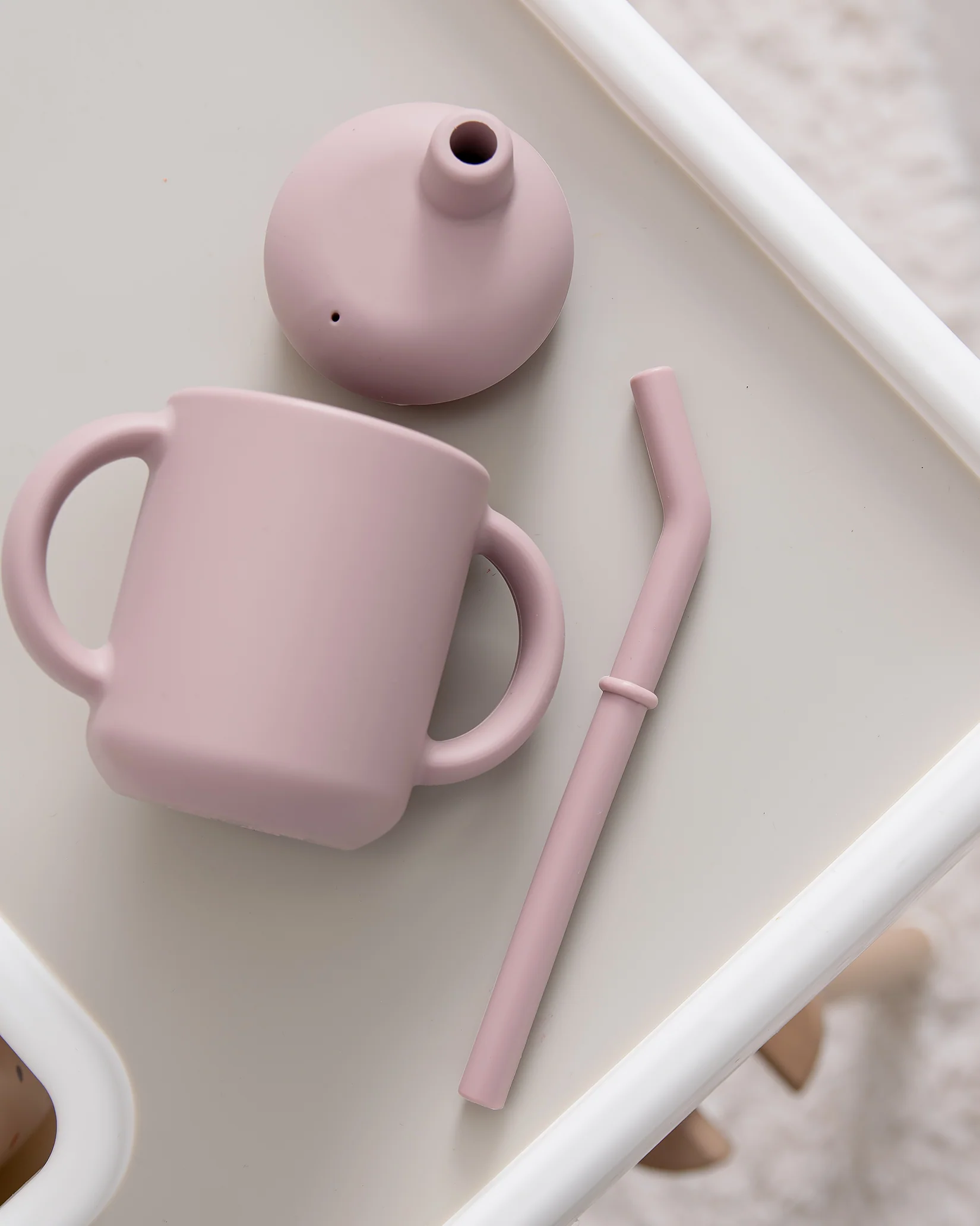 Mugg med sugrör & stopp - Blush Pink - Image 2
