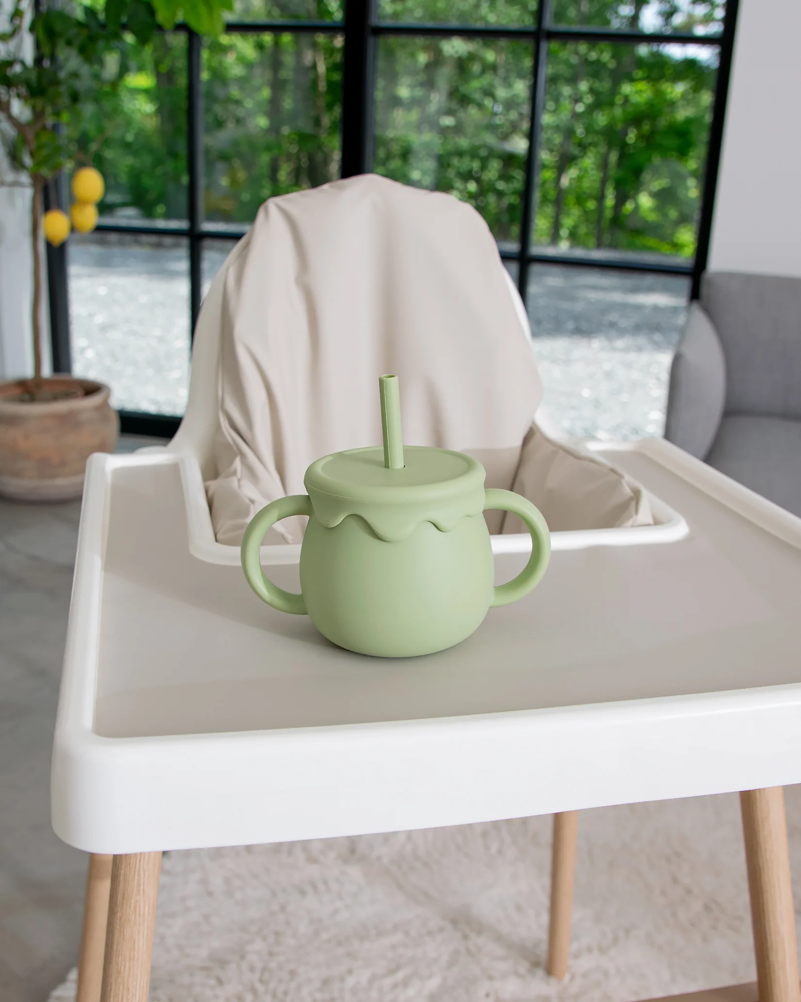 Mugg/snackbox med sugrör & lock - Matcha - Image 3