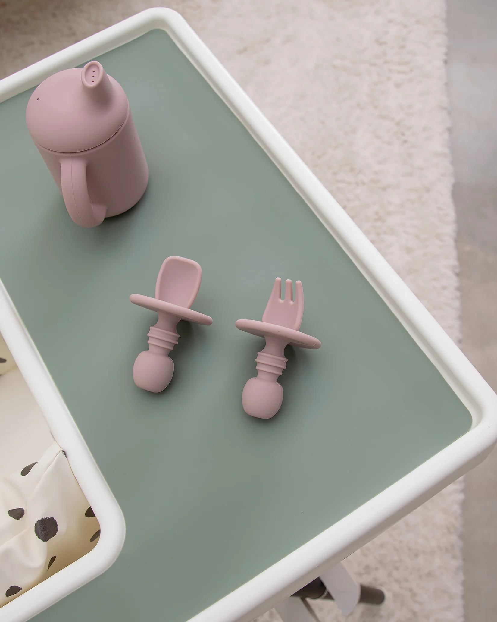Pre-Spoon/Nybörjarsked & Gaffel - Blush Pink (2 st) - Image 4
