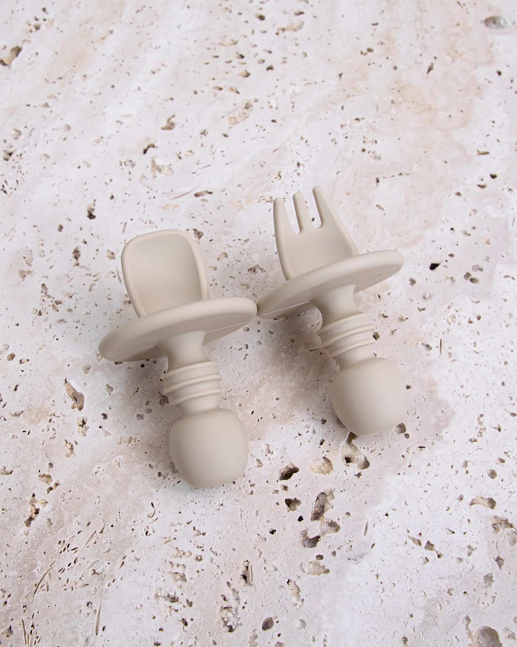 Pre-Spoon/Nybörjarsked & Gaffel - Beige (2 st) - Image 3