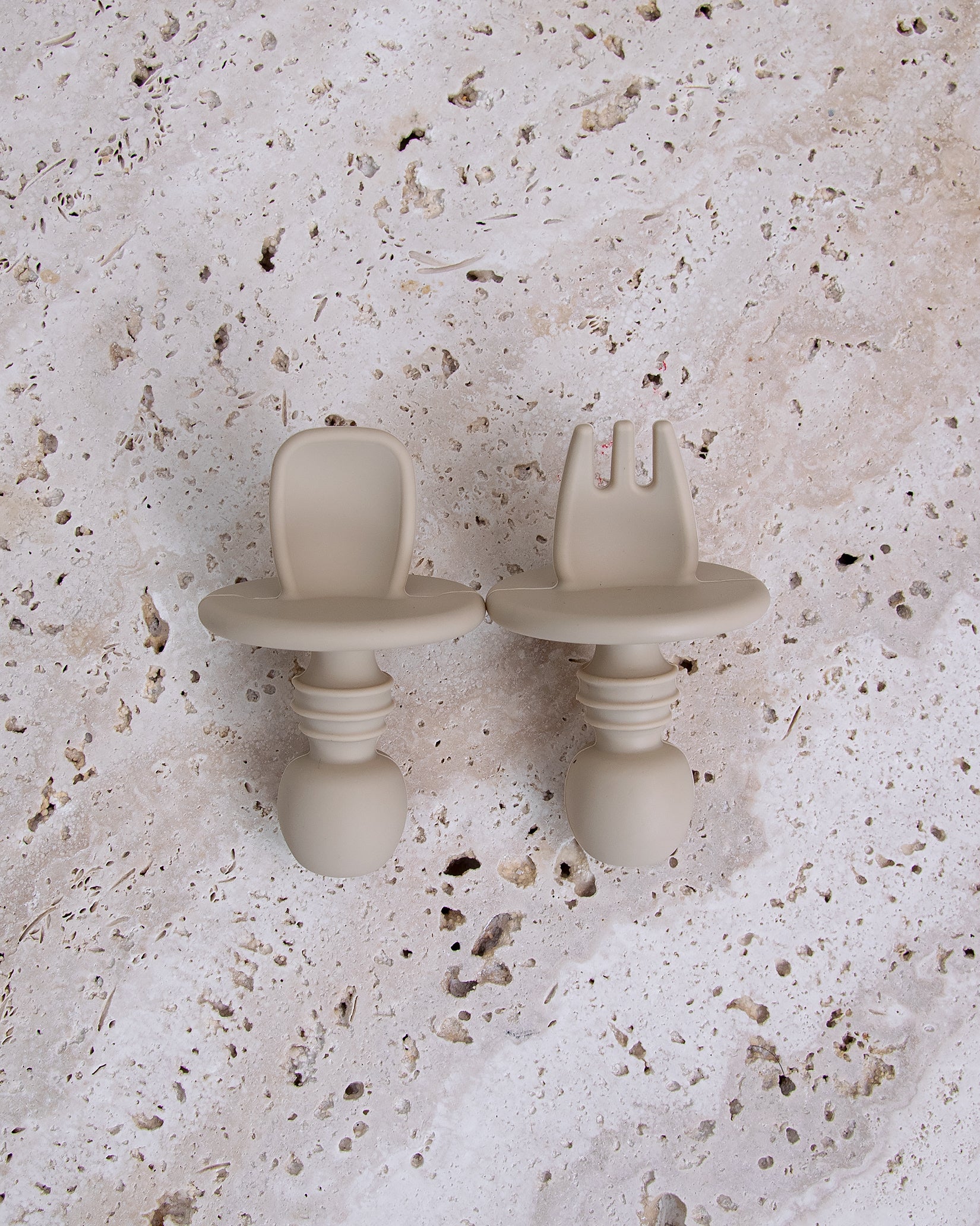 Pre-Spoon/Nybörjarsked & Gaffel - Beige (2 st) - Image 6