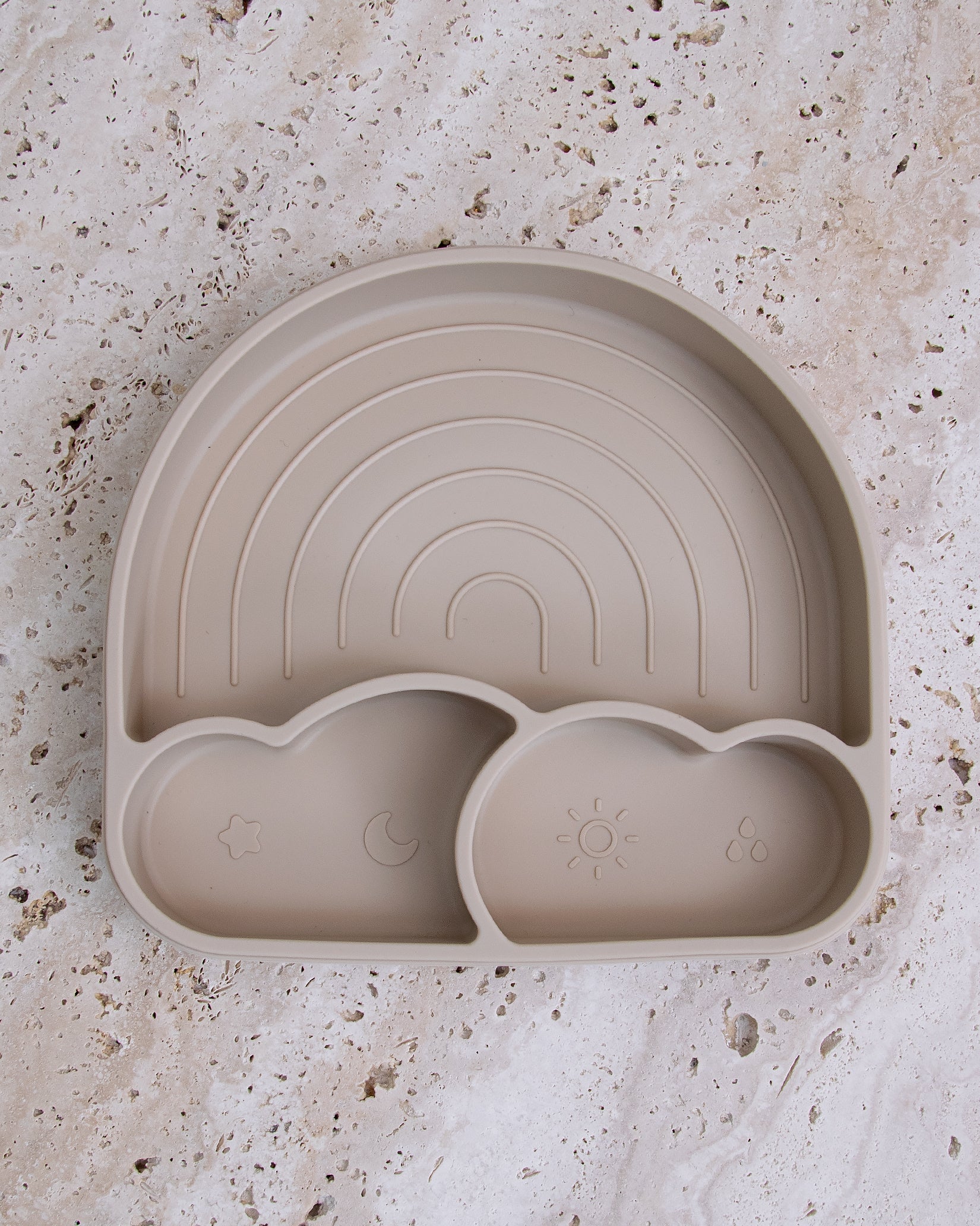 Silikontallrik med lock - Clouds Beige