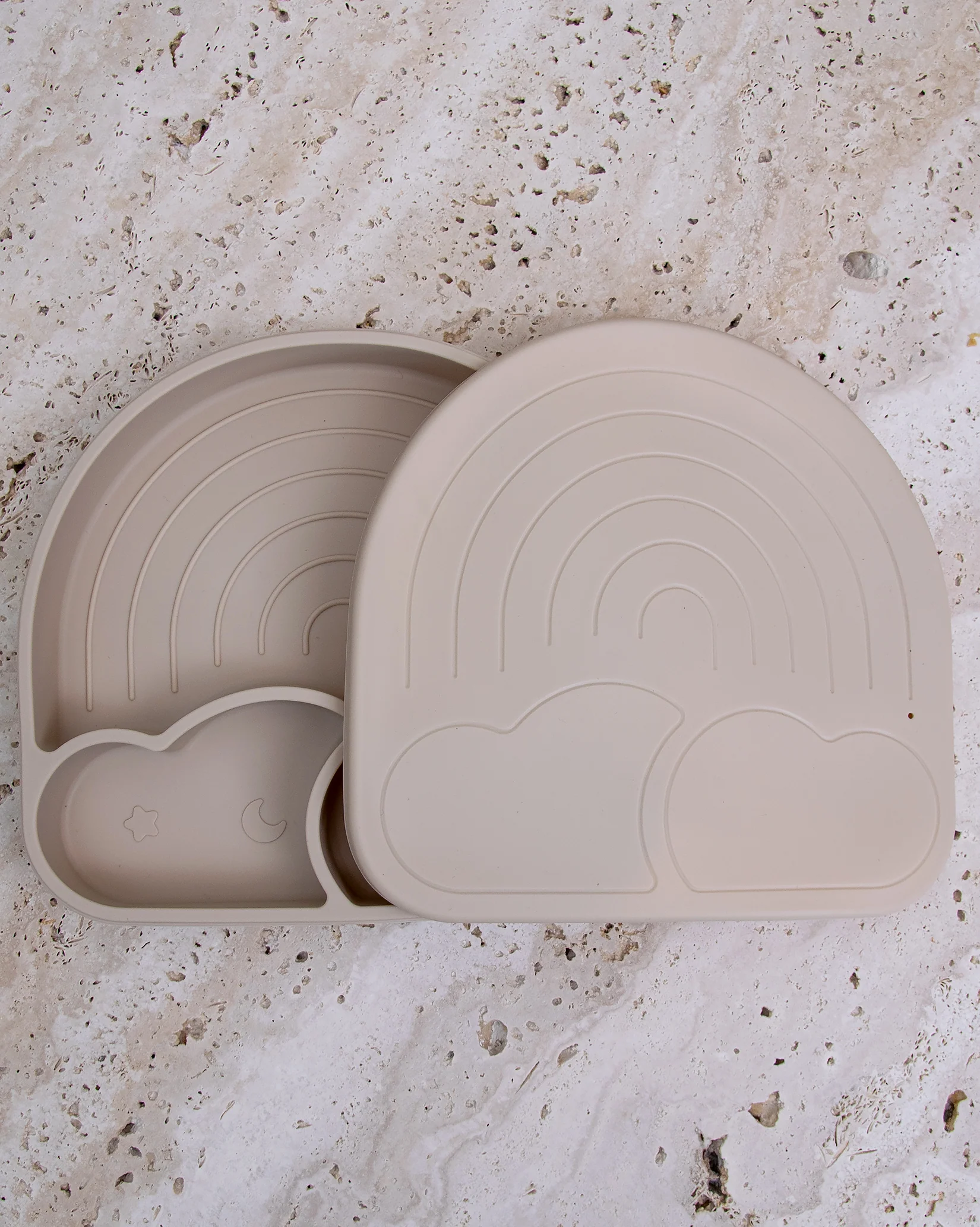 Silikontallrik med lock - Clouds Beige - Image 2