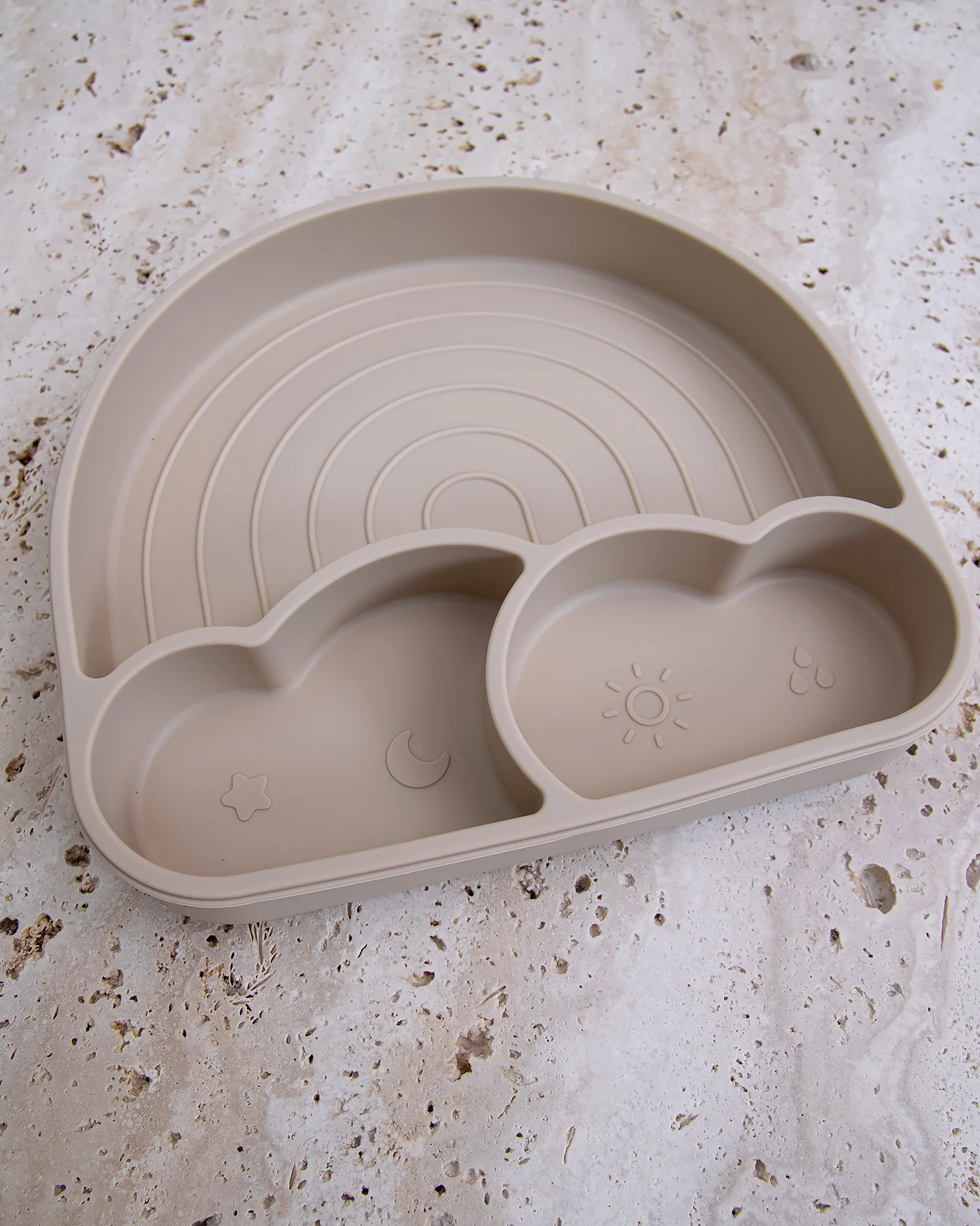 Silikontallrik med lock - Clouds Beige - Image 3