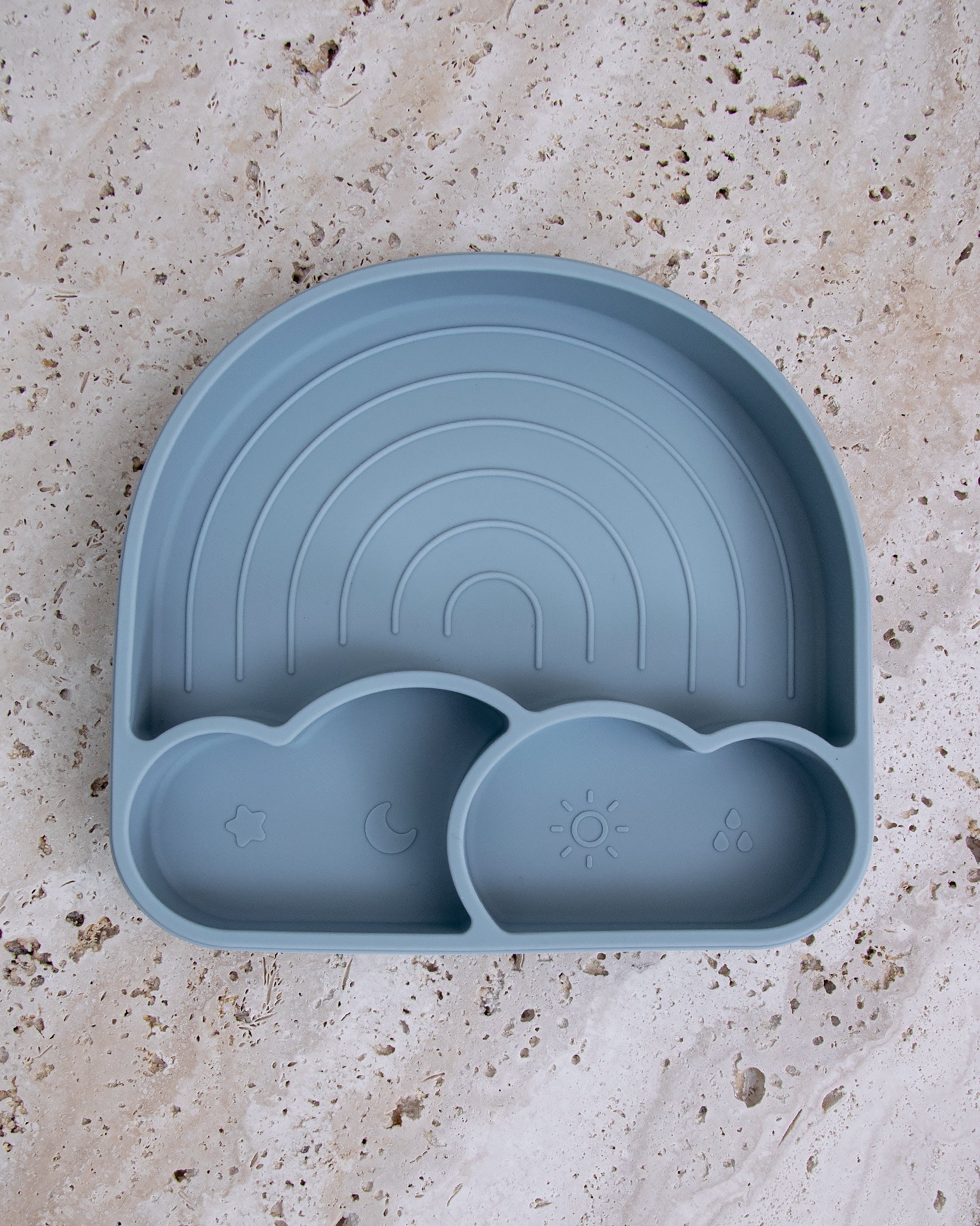 Silikontallrik med lock - Clouds Blue