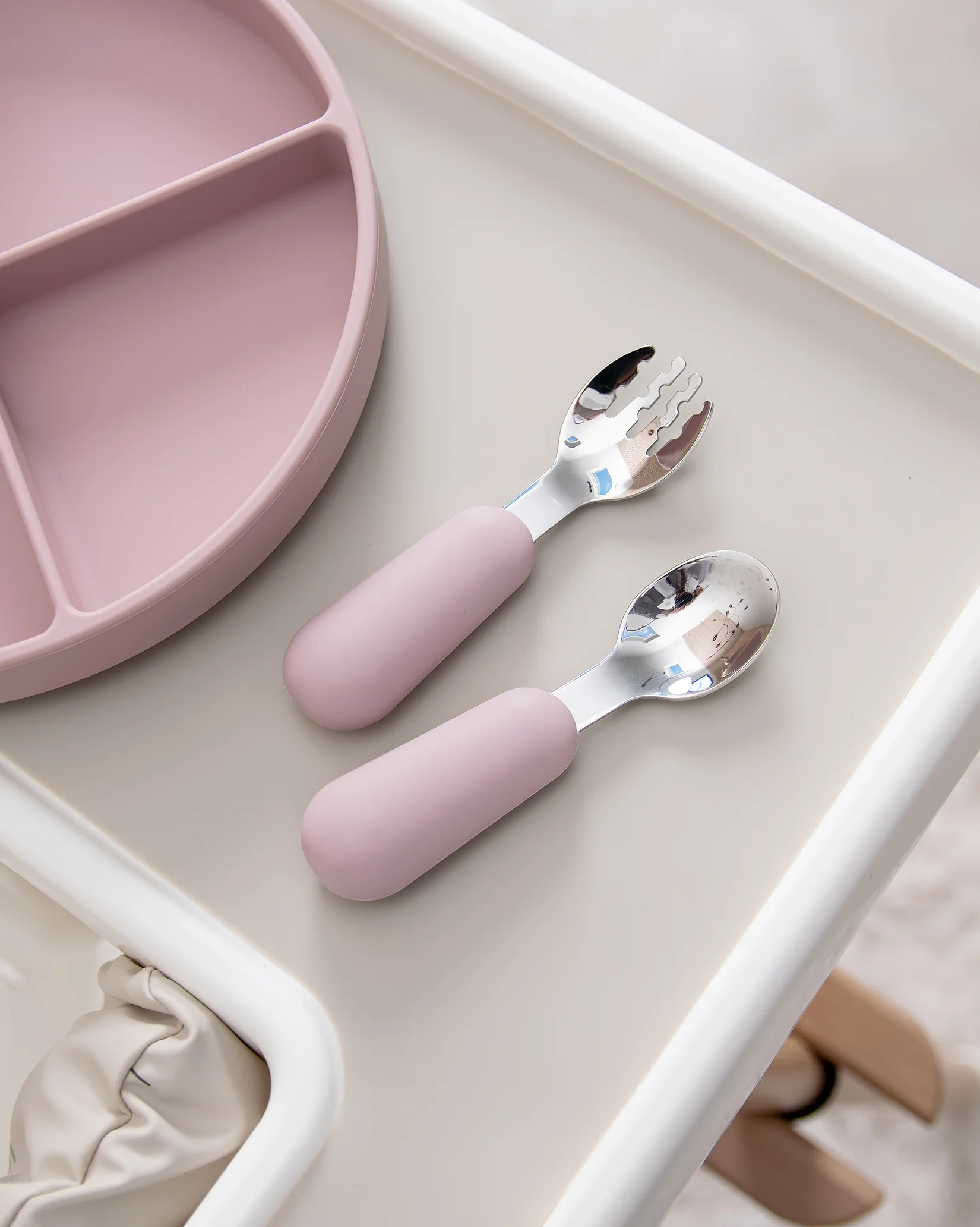 Barnsked i silikon/stål - Blush Pink - Image 4