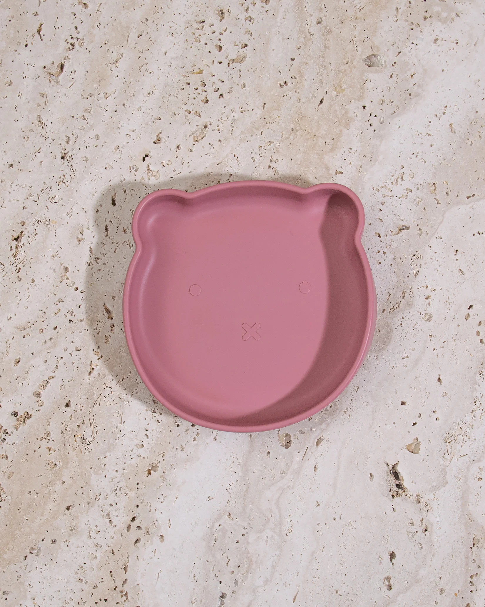 Tallrik björn i silikon- Dusty Pink