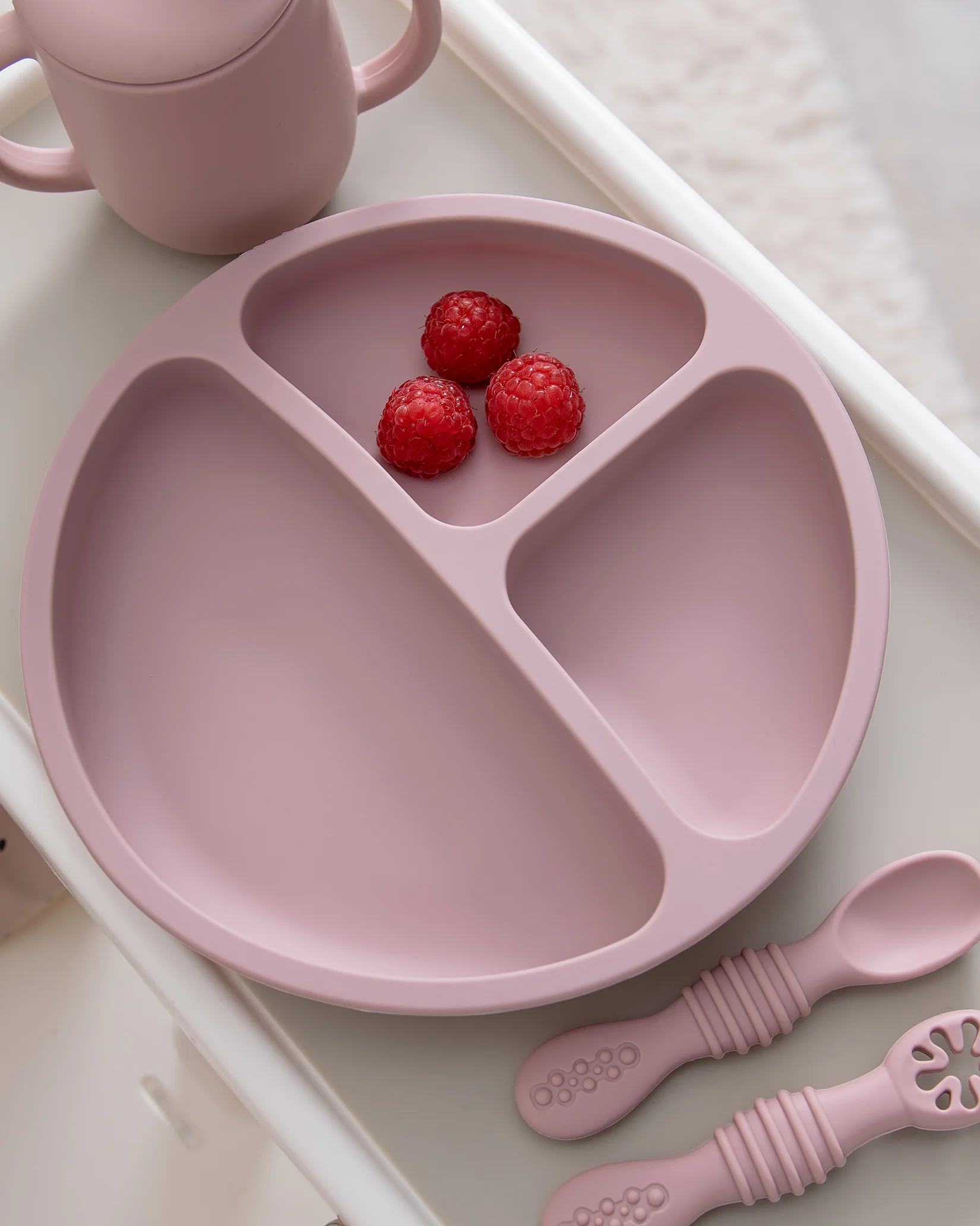 Uppdelad Barntallrik 4 Sugproppar - Blush Pink