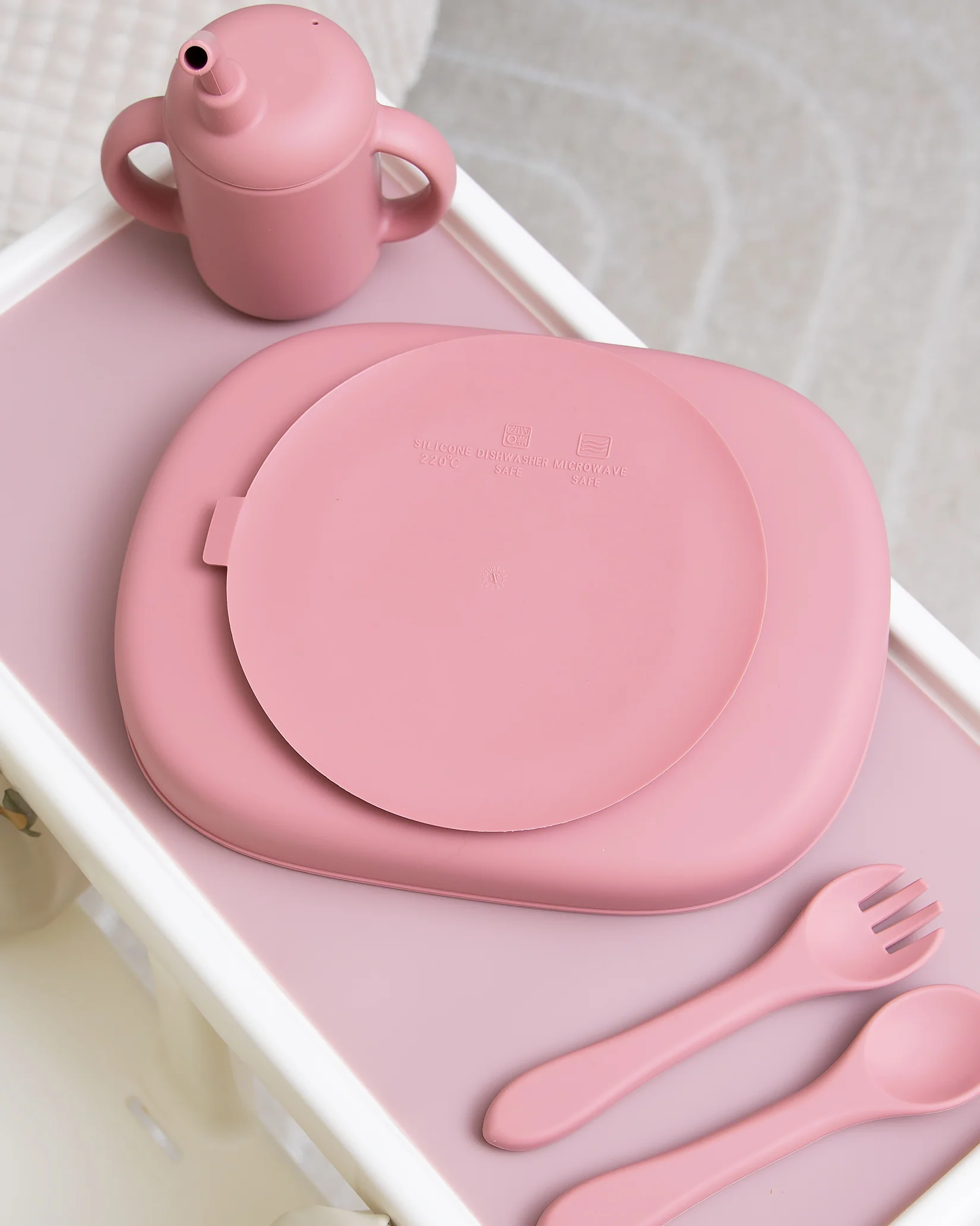 Uppdelad Barntallrik Med 4 Fack - Dusty Pink - Image 3