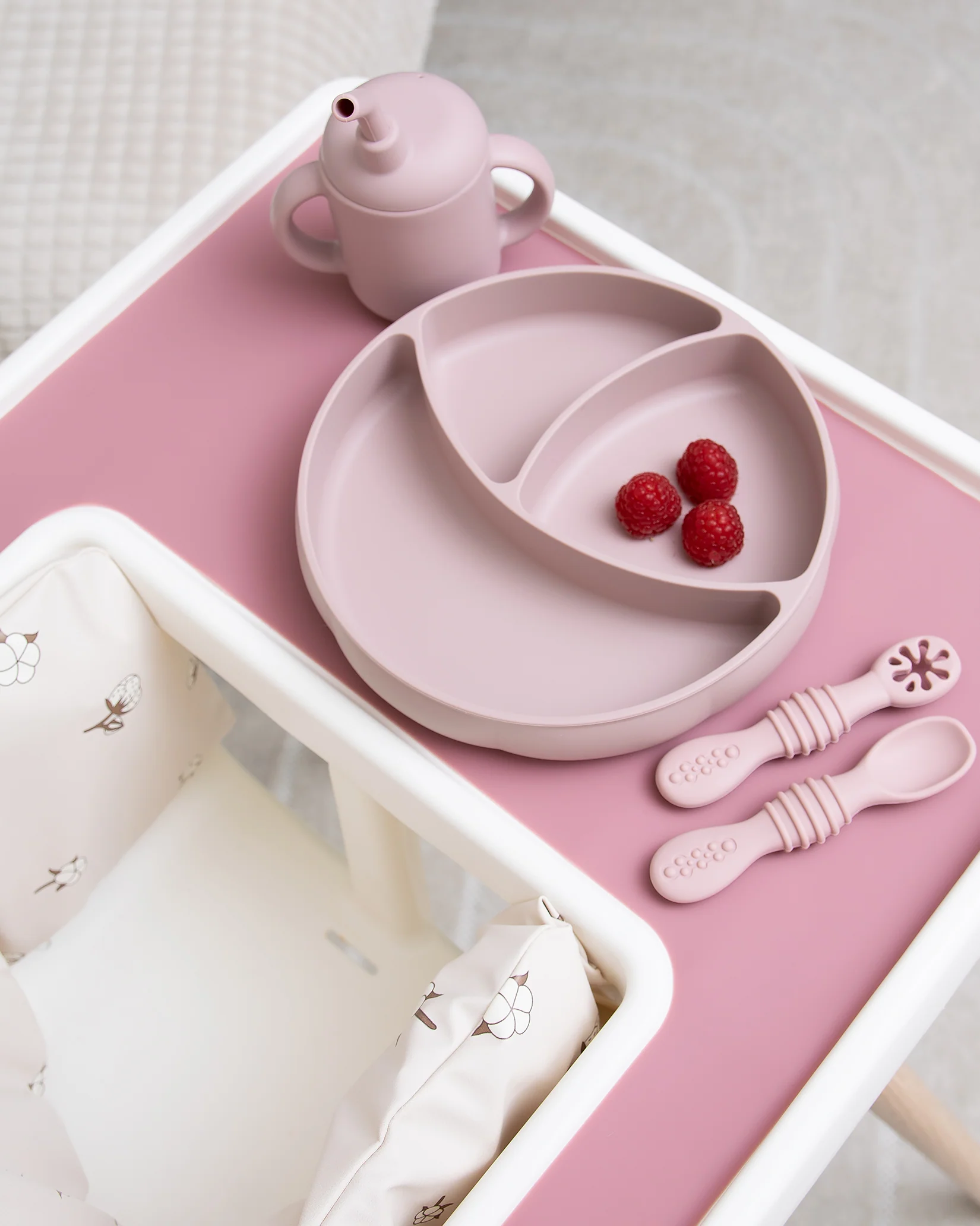 Uppdelad Barntallrik Med Sugpropp - Blush Pink - Image 3