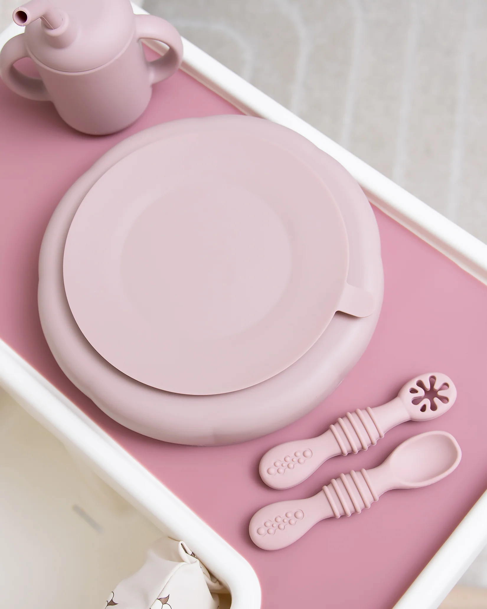Uppdelad Barntallrik Med Sugpropp - Blush Pink - Image 4