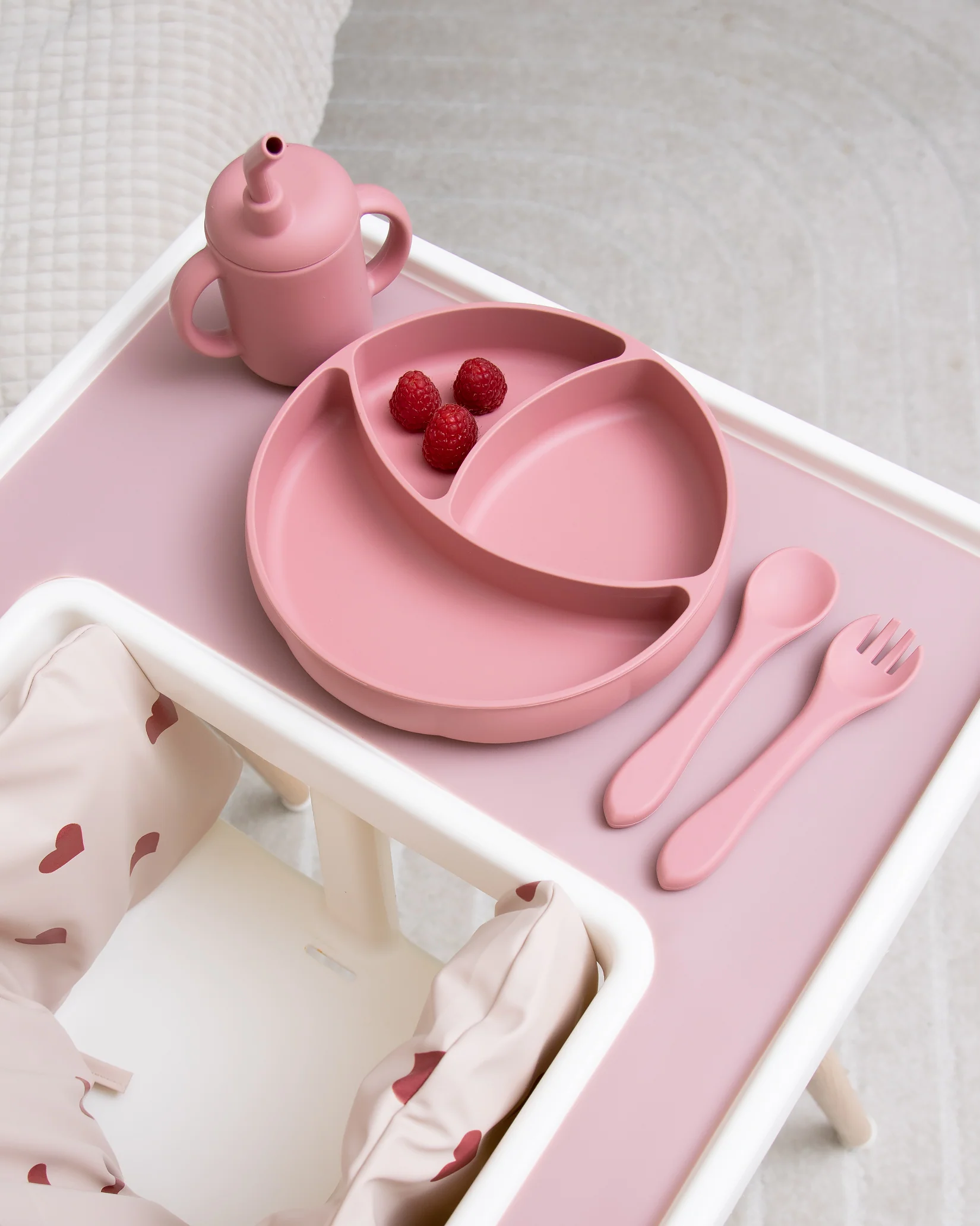 Uppdelad Barntallrik Med Sugpropp - Dusty Pink - Image 3