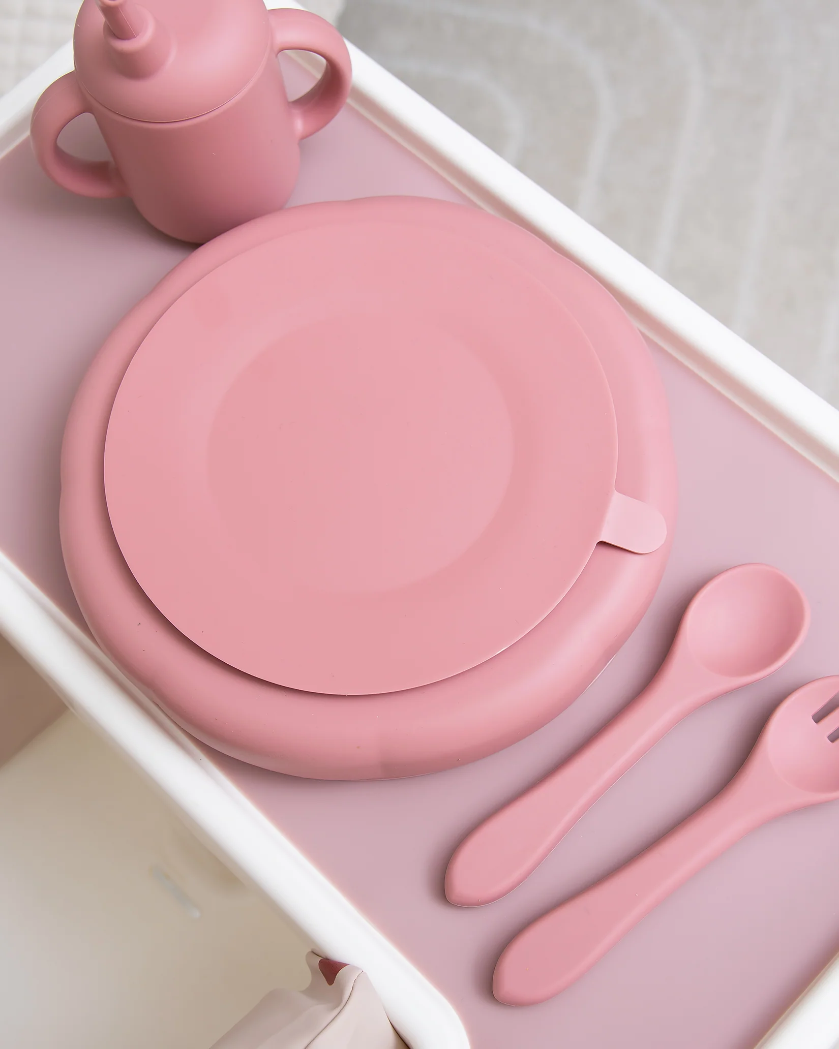 Uppdelad Barntallrik Med Sugpropp - Dusty Pink - Image 4