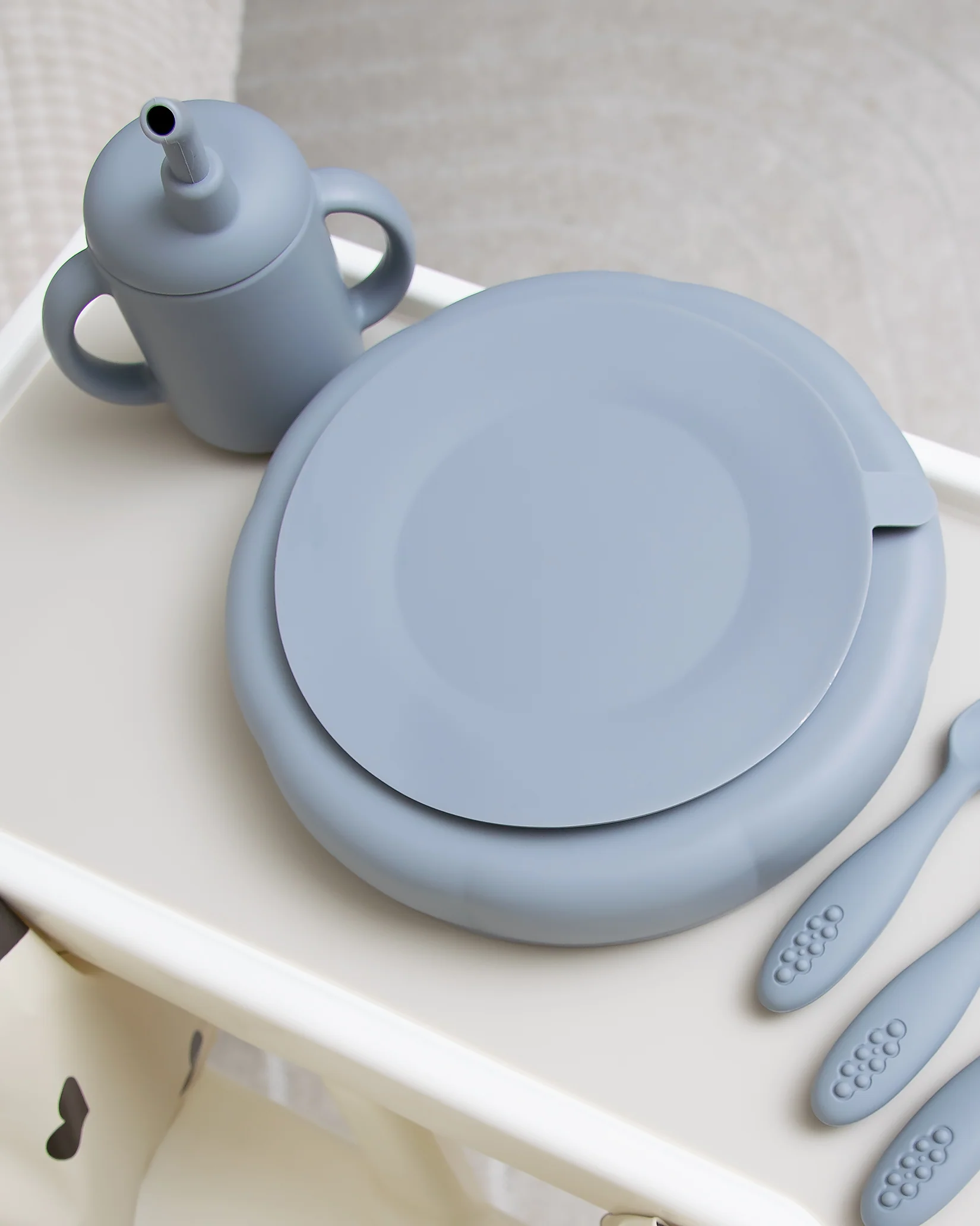 Uppdelad Barntallrik Med Sugpropp - Grey - Image 4